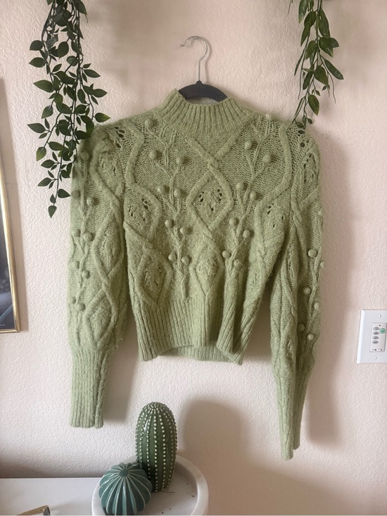 Zara Sweaters - Zara Light Green Textured Bobble Turtleneck Sweater